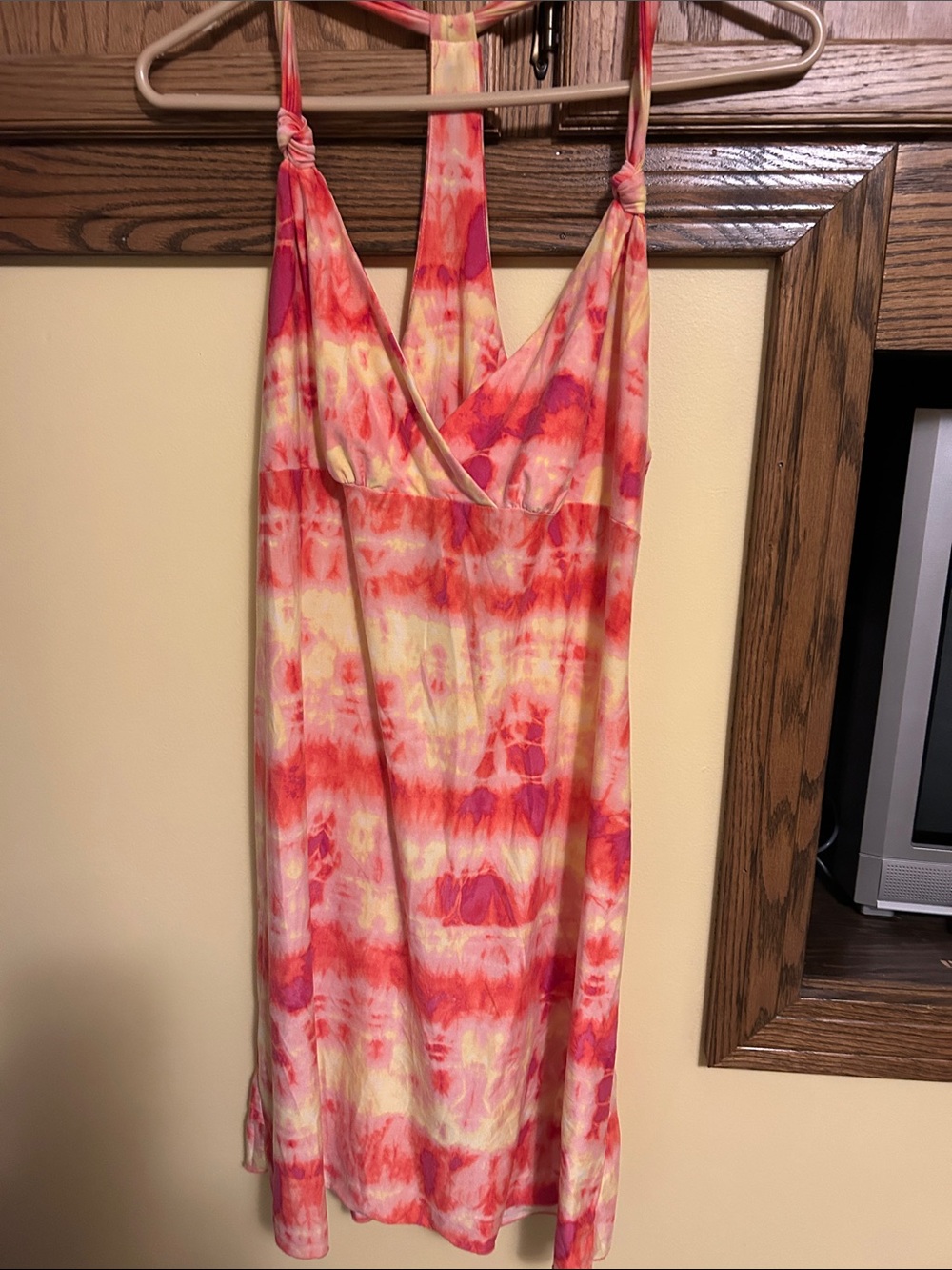 Ambrielle Coral, Pink & Yellow Tie-Dye Sleeveless Dress nightgown
